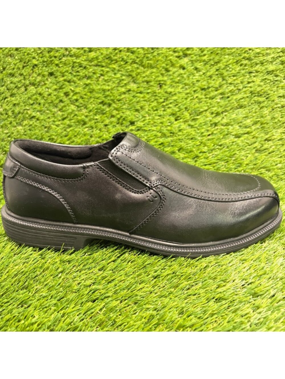 Florsheim Coronis Mens Size 10 Black Leather Steel Toe Safety Slip On Work Shoes